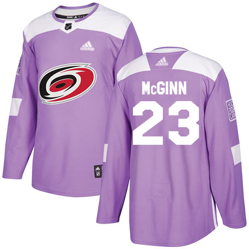 Adidas Hurricanes #23 Brock McGinn Purple Authentic Fights Cancer Stitched NHL Jersey